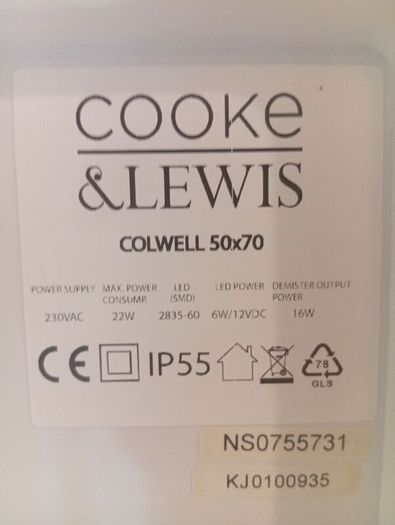 Quality COOKE&LEWIS Wall mirror with Led light