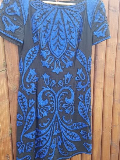 French Connection size uk8-10 black and blue beaded dress
