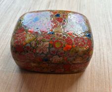 Handmade & Hand-painted lacquered paper mache box