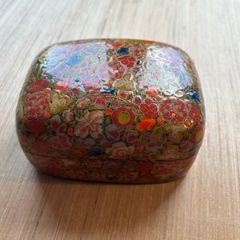 Handmade & Hand-painted lacquered paper mache box