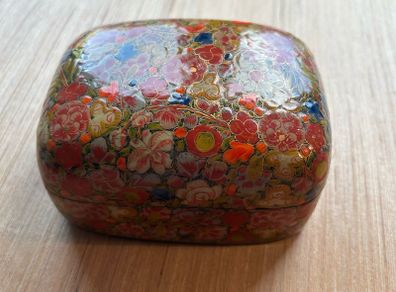 Handmade & Hand-painted lacquered paper mache box