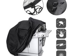 BBQ Cover Outdoor Dust Waterproof Weber Heavy Duty Grill Cover Rain Protective Outdoor Barbecue Cover Round