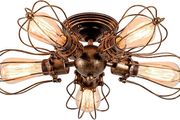 Vintage Ceiling Lights Adjustable Socket Retro Chandeliers Metal Wire Cage Lamp Semi-Flush Mount Rustic Ceiling Light Indoor Home Industrial Lighting Fixture (FREE POSTAGE)