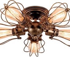 Vintage Ceiling Lights Adjustable Socket Retro Chandeliers Metal Wire Cage Lamp Semi-Flush Mount Rustic Ceiling Light Indoor Home Industrial Lighting Fixture (FREE POSTAGE)