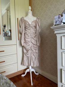 New dress cream nude polka dot