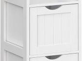 Corner Bedside Table Medicine Cabinet Storage for Bathroom Wooden 1 Open Compartment 2 Drawers Feet Country House Style White, MDF panels, 30 x 89 x 30 cm