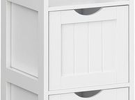 main image for ad Corner Bedside Table Medicine Cabinet Storage for Bathroom Wooden 1 Open Compartment 2 Drawers Feet Country House Style White, MDF panels, 30 x 89 x 30 cm