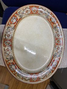 Antique Minton FLORENTINE Vegetable platter / Turkey Plate 1860 with some old chips underneath it