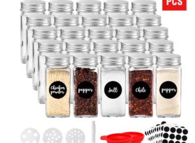 25pcs Spice jars organizer Kitchen spice rack seasoning pots set salt and pepper spice tools bottle