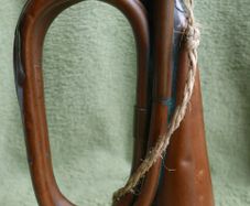 WW1 US Army M1892 field trumpet (bugle) dated 1915 and maker marked "JW York & Sons, Grand Rapids, Michigan, USA". Complete with mouthpeice.