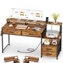 Computer Desk with Power Outlet and Monitor Stand Image 8