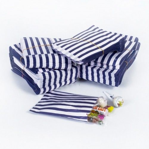 Blue stripe counter bags lot of 200 ideal for candy weddings parties candy cart shop small retails and sweet shops SIZE 5x7 inches
