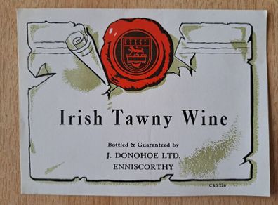 Vintage  Irish Tawny wine label