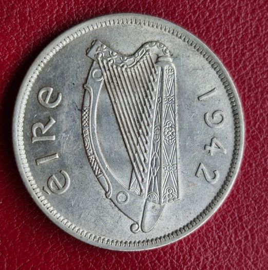 Ireland 1942 Excellent Silver Half Crown Coin