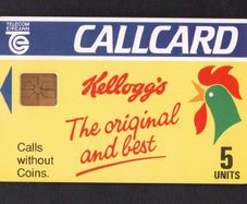 1991 Ireland 5 unit Kellogg's cereals the very first advertising Callcard Telecom Eireann (Gemplus GEM1) Call Card Mint. Note These card didn't come in packaging. Telecom Eireann card number 1036