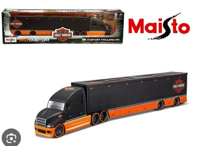 Maisto 1:64 Scale Realistic Harley Davidson Custom Hauler Truck Model Toy Gift