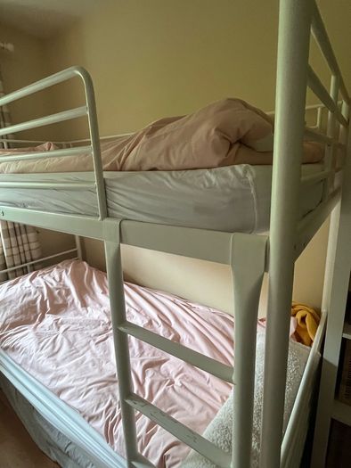 Cream steel bunk beds