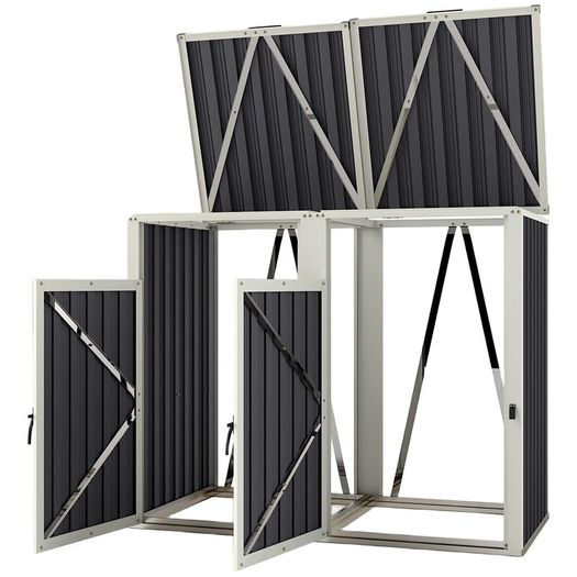 2 x 240 L Bins Outdoor Bin Cover 180 Lift-Up Lid Galvanized Steel