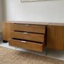 Vintage Mid Century Walnut & Glass Sideboard Image 4