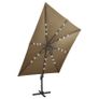 Cantilever Umbrella with Pole and LED Lights Taupe 300 cm Image 7