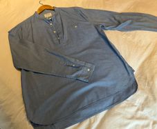 Men shirt Urban Outfitters Shore Leave light blue mandarin collar collarless shirt L