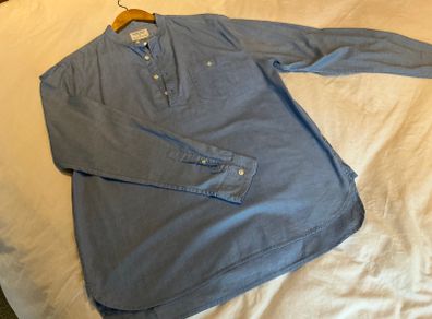 Men shirt Urban Outfitters Shore Leave light blue mandarin collar collarless shirt L