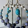 Bohemia Ombre Blue Hues Beaded Hoop Pendulum Earrings Image 2