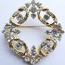 Vintage Brooch Delicate Wreath With Clear Rhinestones Gold Tone Elegant Image 5