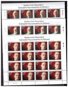 2009 Ireland Modern Irish Playwrights (Brian Friel, Tom Murphy & Frank McGuiness) Commemorative Stamps Sheetlets Plate 1B1B1B1B Mint Never Hinged (MNH)