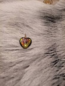 Multi colored heart pendant with wire wrap