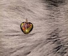 Multi colored heart pendant with wire wrap