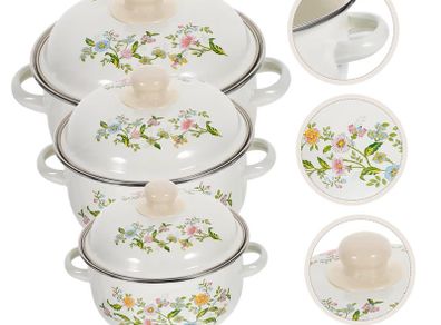Brand New 3-Piece Set Enamel Pot