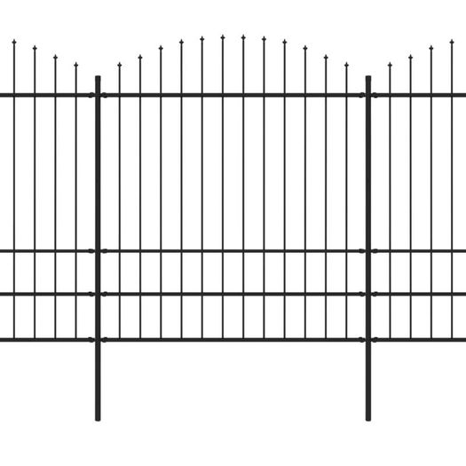 Garden Fence with Spear Top Steel (1.75-2)x6.8 m Black