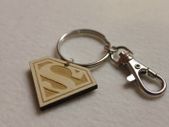 Custom Personalised Car Logo SuperMan SuperDad Dad Symbol Keychain Keyrings Gift Wood laser engrave