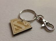 main image for ad Custom Personalised Car Logo SuperMan SuperDad Dad Symbol Keychain Keyrings Gift Wood laser engrave