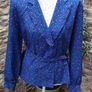 Vintage 80s 90s Electric blue party blouse ruffle detail Image 3