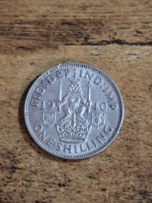 Great Britain UK 1940, One Shilling, George VI, Scottish Crest, Silver Coin - free standard postage