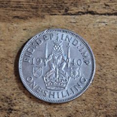 Great Britain UK 1940, One Shilling, George VI, Scottish Crest, Silver Coin - free standard postage