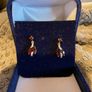 9ct real gold .diamond & garnet drop earrings Image 4