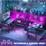 L Shaped Gaming Desk with Power Outlets & LED Lights, Small L- Shaped Computer Corner Desk with Monitor Stand & Storage Shelf, Gaming Table with Storage Bag, Black Image 2