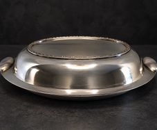 Vintage Silver-Plated Oval Serving Dish with Lid