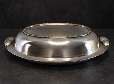 Vintage Silver-Plated Oval Serving Dish with Lid
