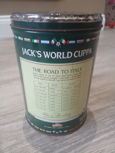 Jack Charlton world cuppa 1990 tea bag tin