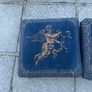 Pair of vintage / Victorian style Cherub tapestry velvet footstoolspair of footstools (Navy/Gold) Image 3