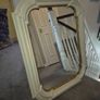 Over mantle grey rectangle mirror with gold trim Image 3