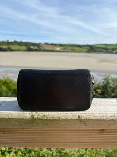 chanel black caviar small zip wallet Silver Hardware