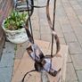 flower pot metal design art work ceramic pot barrel design siting on 2 brass  spikes unique plant  trees  garden statue Image 4