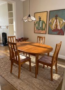 Vintage Mid Century Teak Extending Dining Table + 4 Chairs