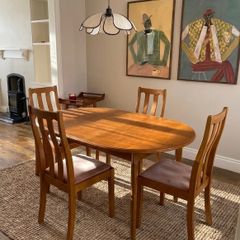 Vintage Mid Century Teak Extending Dining Table + 4 Chairs