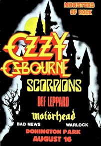 Ozzy Osbourne Vintage Concert Poster Monsters Of Rock Donington Park UK August 16th 1986 Replica